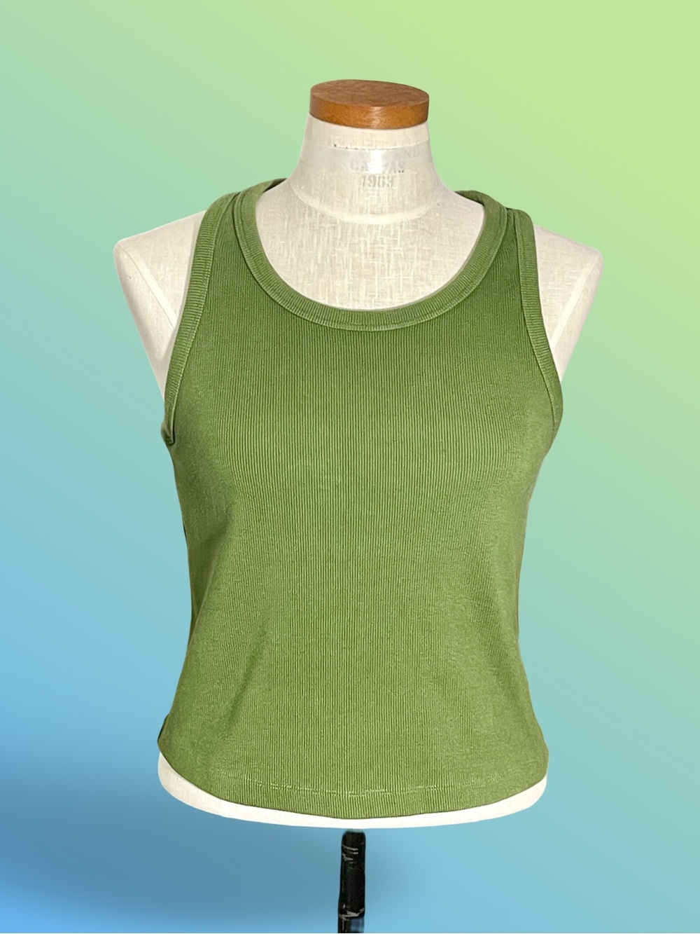 Columbia Pinetown Canyon Ribbed Scoop Neck Tank Top - Sage / Safari Green SzM